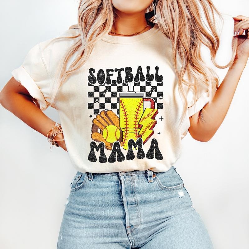 Retro Softball Mama T-Shirt, Softball T-Shirt, Sports T-Shirt, Softball Mom T-Shirt Hoodie, Sweatshirt | ZylaModa.com