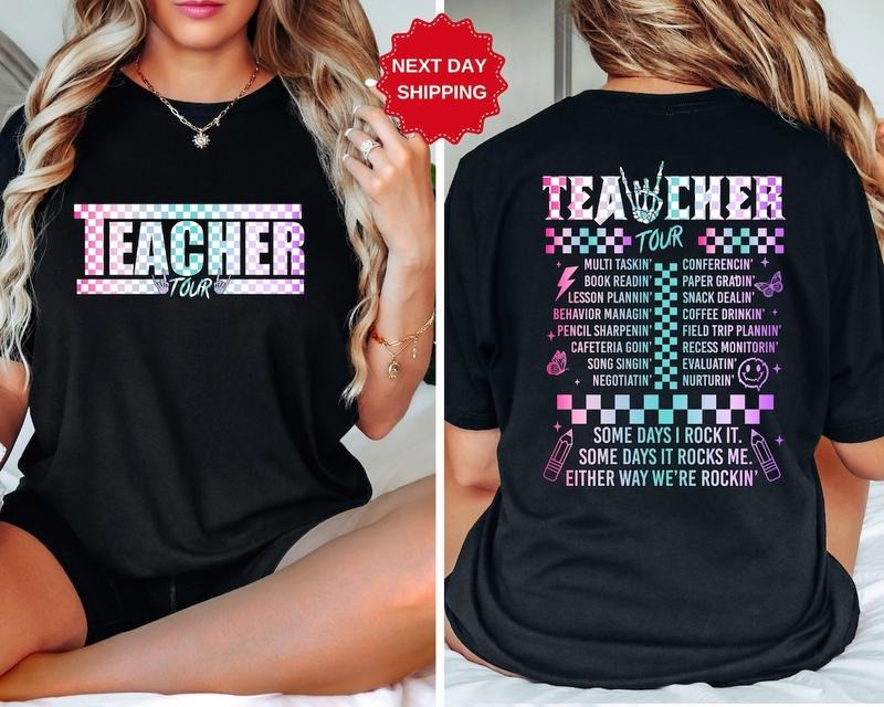 Retro Teacher Tour Front and Back Print Shirt, Back To School Shirt Hoodie, Sweatshirt | ZylaModa.com