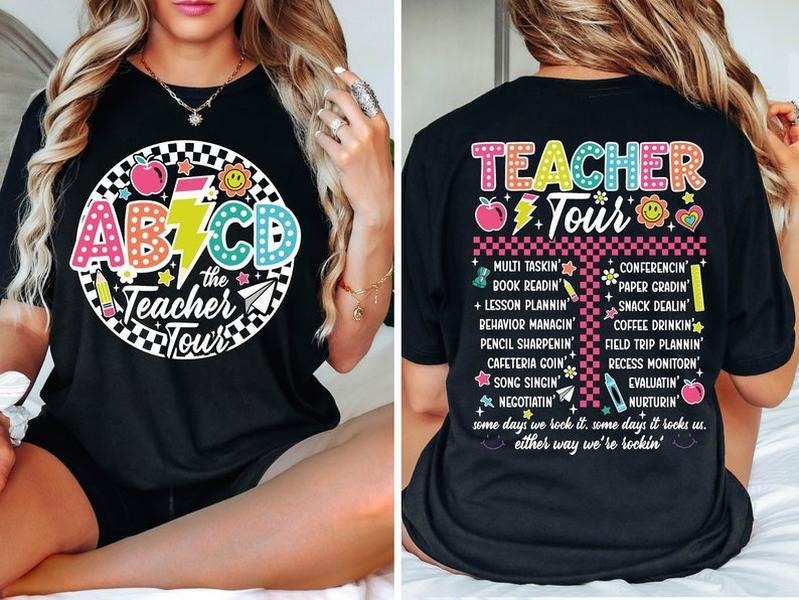 Retro Teacher Tour Shirt, ABCD Teacher Shirt, Back To School Shirt, Teacher Gift, First Day of School Shirt, Elementary ...