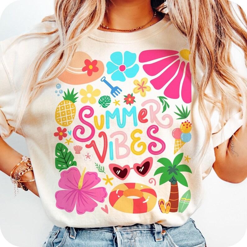 Retro Tropical Summer Vibes Floral Coquette Hello Brushstroke Beach T-Shirt Hoodie, Sweatshirt | ZylaModa.com