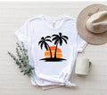 Retro Tropical Sunset Shirt, Sunset And Palms Shirt, Palm Tree T-Shirt, Palm Beach Shirt, Sunset Beach Tee, Summer Shirt,...
