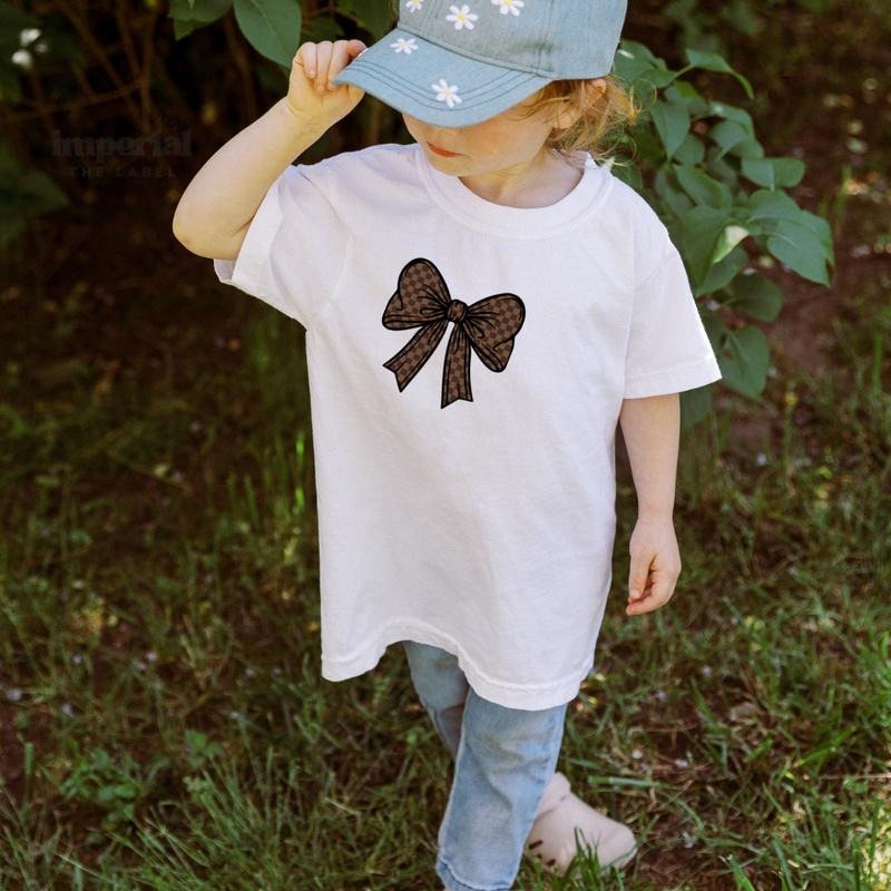 Ribbon Youth Sweatshirt and Kid's Comfort Colors T-Shirt, Cute Bow Crewneck, Aesthetic Kids Pullover, Cozy Girly...