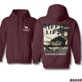 Rippin' Lips Hoodie - Bold Bass Fishing Design Featuring Striking Fish and Hook Detail, Perfect for Anglers and...