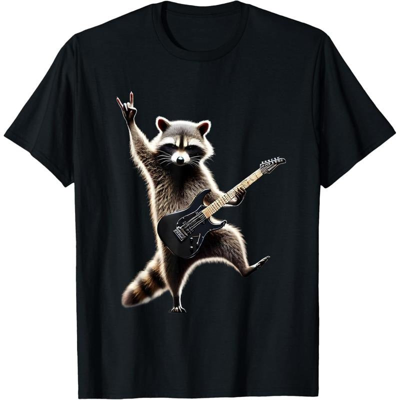 Rock Raccoon Heavy Retro Roll Animal Lovers Metal Music T-Shirt made in us Hoodie, Sweatshirt | ZylaModa.com