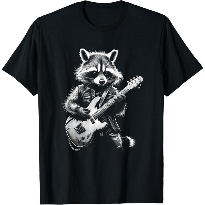 Rock Raccoon Playing Guitar - Funny Guitar Raccoon T-Shirt made in us Hoodie, Sweatshirt | ZylaModa.com