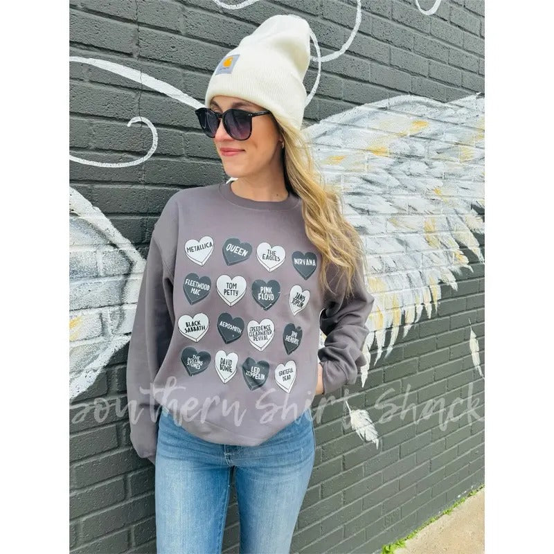 Rock n Roll Conversation Hearts Sweatshirt T-Shirts, Hoodie | ZylaModa.com