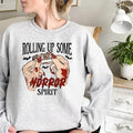 Rolling Up Some Horror Spirit Sweatshirt, Halloween Sweater, Horror Movie Shirt, Horror Characters, Funny Halloween T...