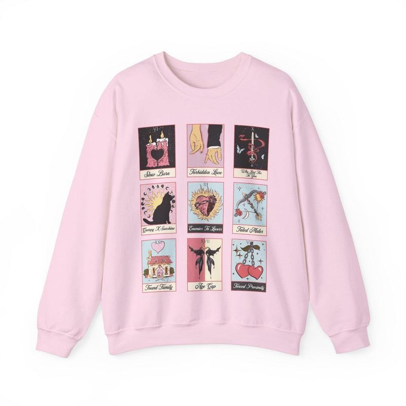 Romance Tropes Tarot Card Sweatshirt, Reading Hoodie, Bookish Crewneck, Fated Mates Enemies To Lovers Morally Grey Smut...