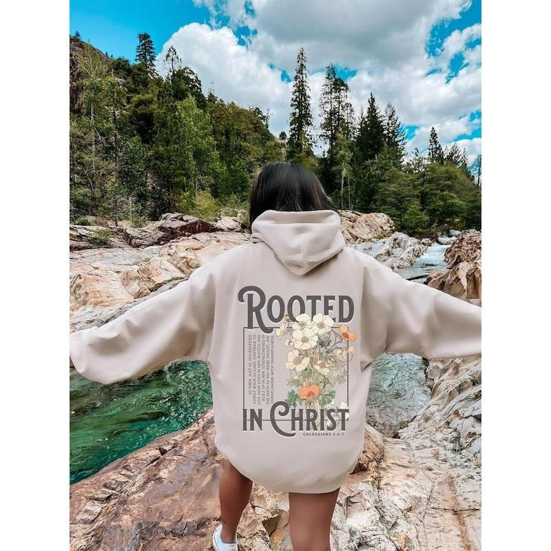 Rooted In Christ Hoodie Christian Sweatshirt Spiritual Sweatshirt Faith Based Shirt Christian Merch Christian Streetwear ...