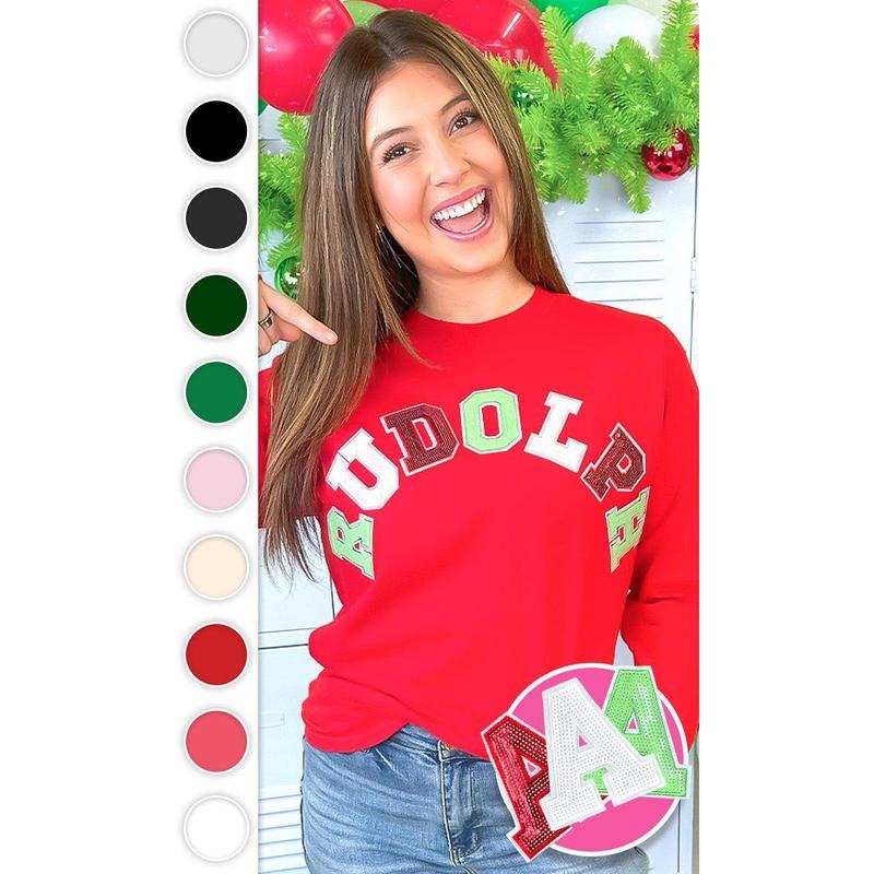 Rudolph Sequin Christmas Graphic Long Sleeve T-Shirt Hoodie, Sweatshirt | ZylaModa.com