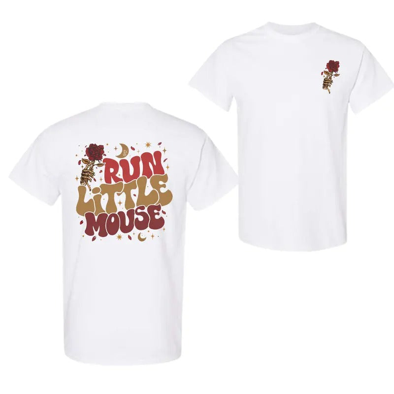 Run Little Mouse Skeleton Holding Roses Dark T-Shirt, For Men And Women, Trendy Shirt Hoodie, Sweatshirt | ZylaModa.com