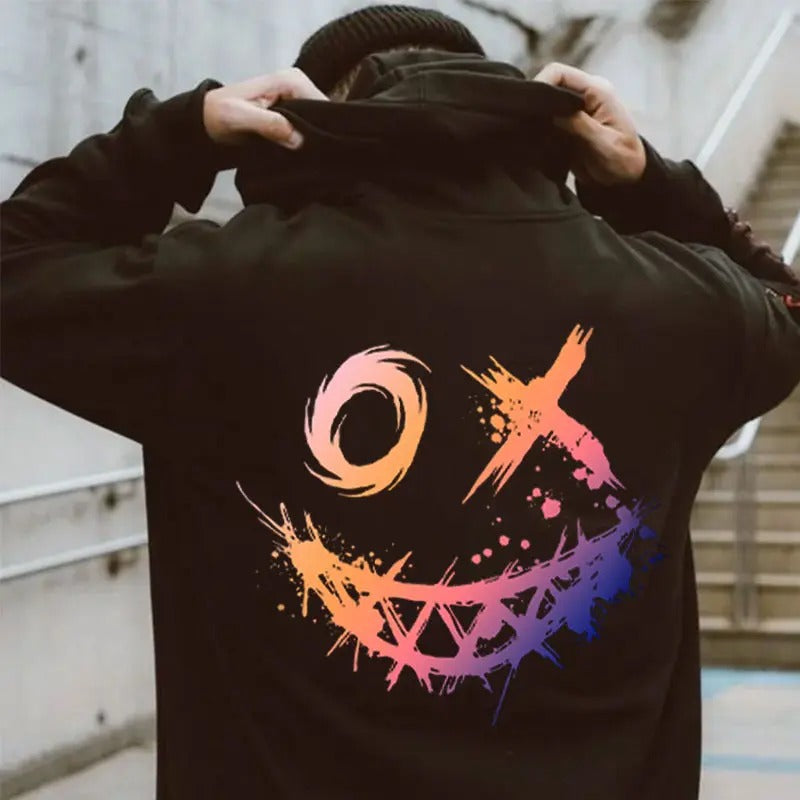 [S-5XL] Evil Emoji Graphic Print Hoodie, Motorcycle Shirt, Streetwear Fashion, Unisex Casual Hoodie Sweatshirt | ZylaModa.com