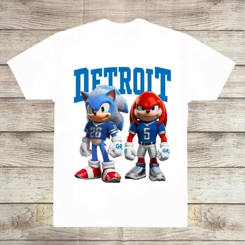 S0n1c AndKnuckles Detr0i Football Fan T-shirt, Gift For Him Her Cotton Fabric Unisex Hoodie, Sweatshirt | ZylaModa.com