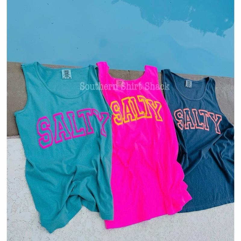 SALTY PUFF COMFORT COLORS TANK | Salty Tank | Puff Tank Top | Comfort Colors | Summer Tank Top | Best Seller T-Shirts,...