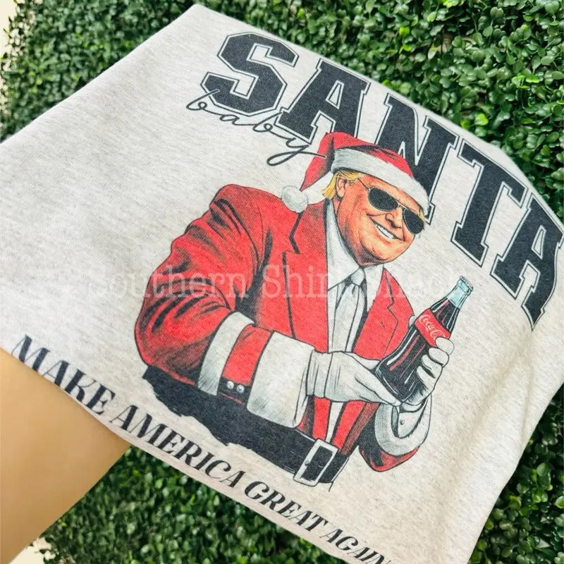 SANTA baby Trump Cola Sweatshirt | Trump Christmas Sweatshirt T-Shirts, Hoodie | ZylaModa.com