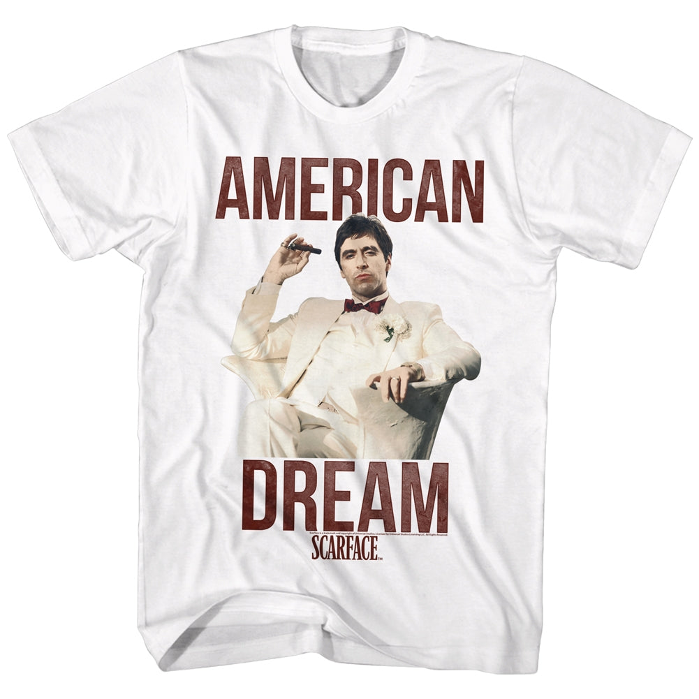 Scarface Mens S/S T-Shirt - Americandream - Solid White Hoodie, Sweatshirt | ZylaModa.com