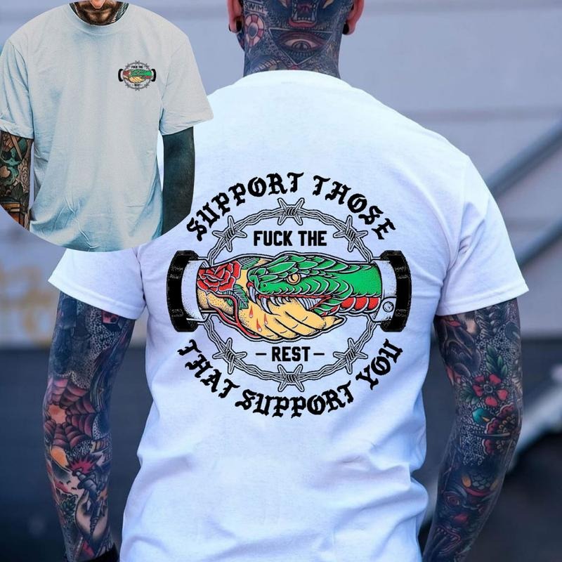 SUPPORT THOSE THAT SUPPORT YOU Snake Graphic 2 Side Print T-shirt -  Sweatshirt