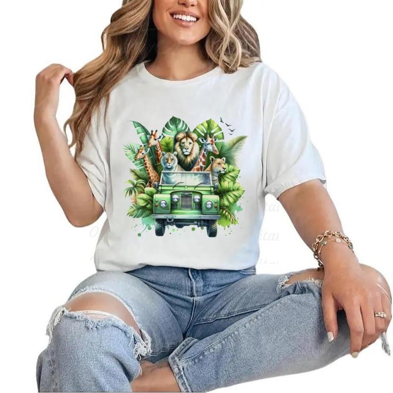Safari Animals Car Lion Giraffe Tiger Jungle T-Shirt Unisex Sweatshirt Hoodie Cotton Top | ZylaModa.com