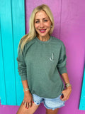 Sage Green Embroidered Initial Sweatshirt (S-XL) T-Shirts, Hoodie | ZylaModa.com