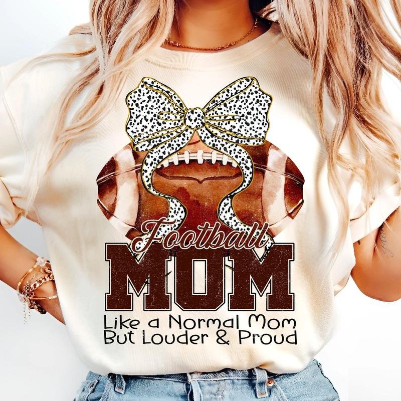 [Sale To 45% Off] Football Mom T-Shirt, Varsity Distressed T-Shirt, Loud and Proud Football Mama Shirt, Coquette Football...