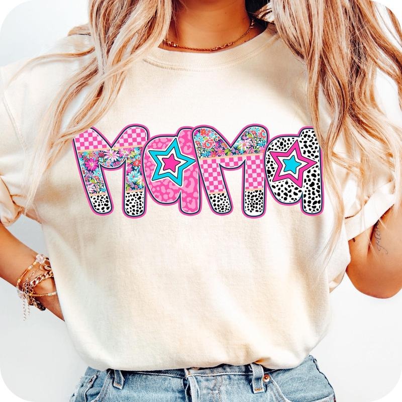 [Sale To 45% Off] Preppy Mama T-Shirt, Mama T-Shirt, Checkered, Pink Mama Floral, Dalmatian Dots, Leopard mama Shirt,...