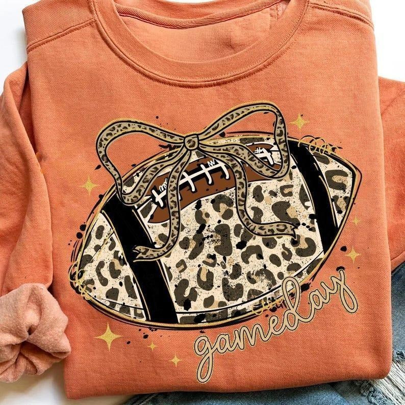 [Sale Up To 40%] Gameday Sweatshirt, Leopard Football Sweatshir, Football Mom ,Football Sweatshir T-Shirts, Hoodie
