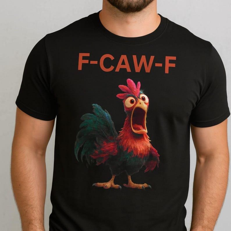 [Sale up to 30%] F-CAW-F Chiken Funny Rooster Graphic Tee, Unisex T-Shirt for Animal Lovers Hoodie, Sweatshirt | ZylaModa.com