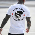 [Sale up to 50%] FUN FACT I DON'T CARE Skull Print Men's T-shirt, Top Menswear, Cotton Tee Shirt Casual Streetwear...