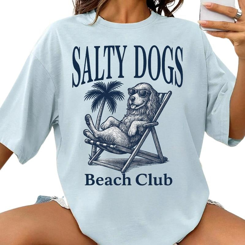 Salty Dogs Beach Club Cocker Spaniel Shirt ~ Unisex Apparel Relaxed Fit Printed In The USA Clothing Womenswear Casual...