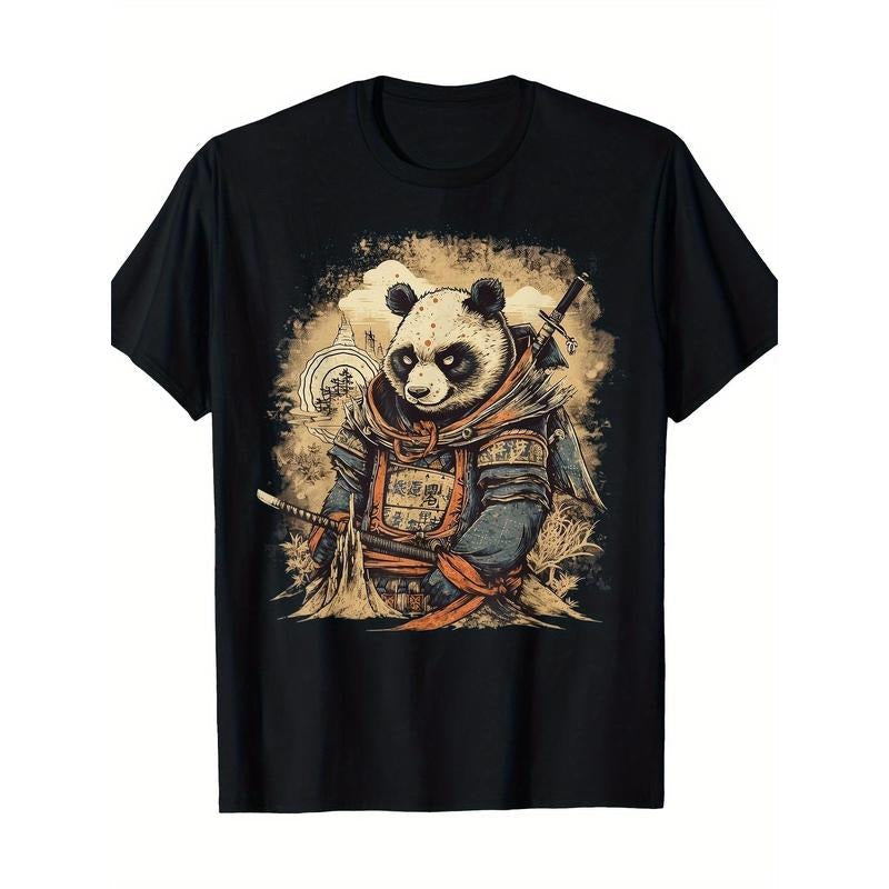 Samurai Panda Art 100% Cotton T-Shirt for Men