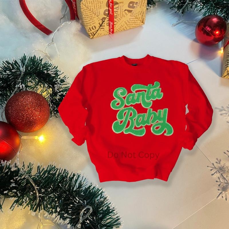 Santa Baby Chenille Patch ONLY - This is NOT a T Shirt Hoodie, Sweatshirt | ZylaModa.com