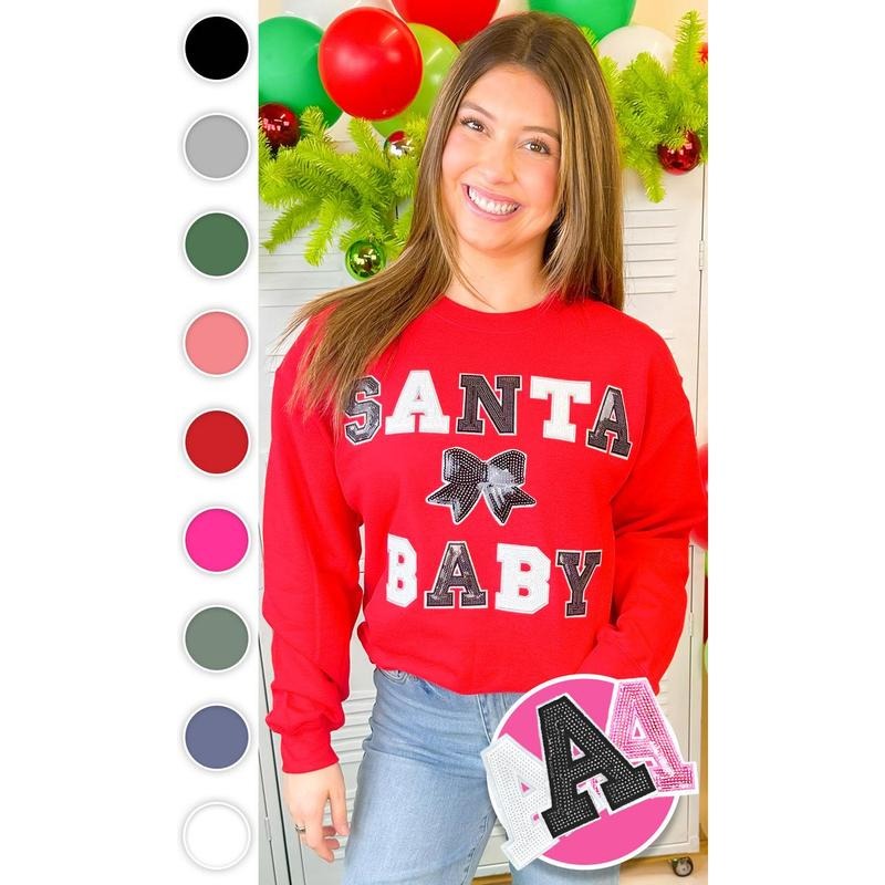 Santa Baby Sequin Graphic Sweatshirt T-Shirts, Hoodie | ZylaModa.com