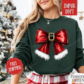 Santa Bow Christmas Sweatshirt, Merry Christmas Sweater, Women's Holiday Crewneck funny santa T-Shirts, Hoodie | ZylaModa.com