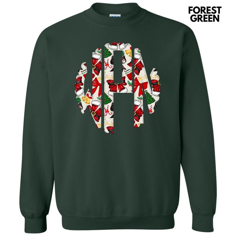 Santa Bow Theme Monogram Sweatshirt 'NLB' T-Shirts, Hoodie | ZylaModa.com