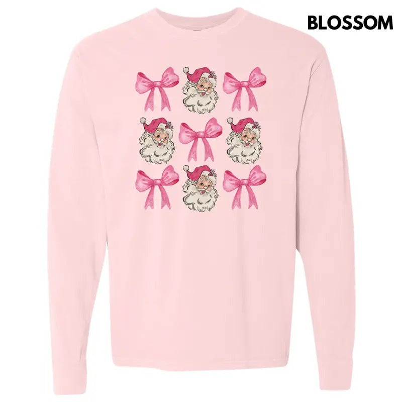 Santa Face Coquette Collage Long Sleeve Comfort Colors T-Shirt 'NLB' Hoodie, Sweatshirt | ZylaModa.com