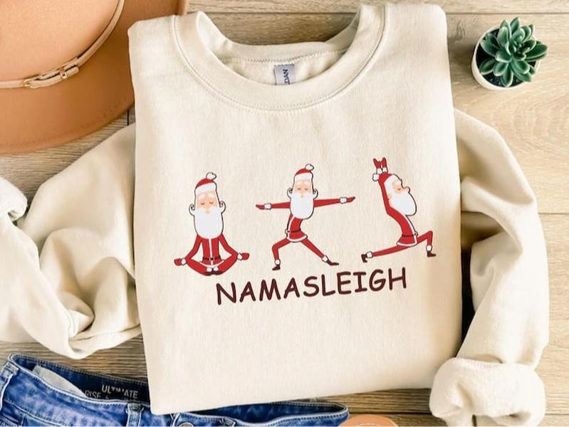 Santa Namaste Shirt, Funny Santa Yoga Sweater, Yoga Lover Christmas Gift, Christmas Santa Hoodie, Gift For Yogi...
