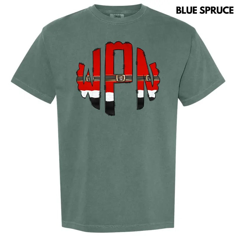 Santa Outfit Monogram Comfort Colors T-Shirt 'NLB' Hoodie, Sweatshirt | ZylaModa.com