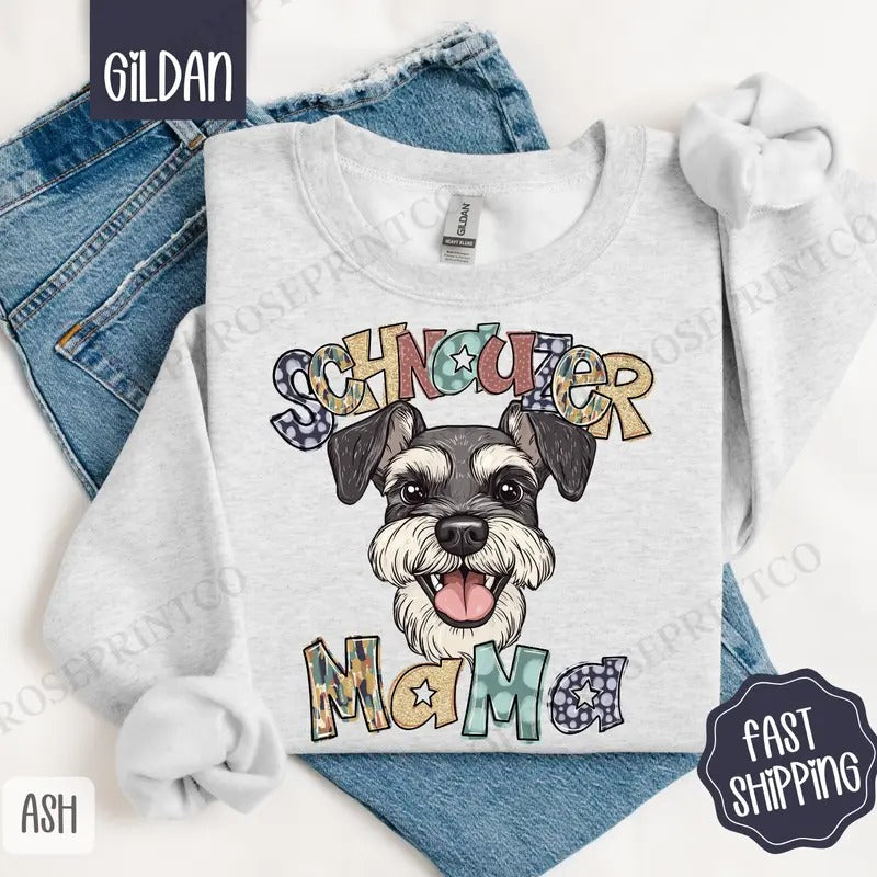 Schnauzer Mama Sweatshirt, Mama Women's Crewneck, Cute Dog Mom Women's Sweatshirt T-Shirts, Hoodie | ZylaModa.com