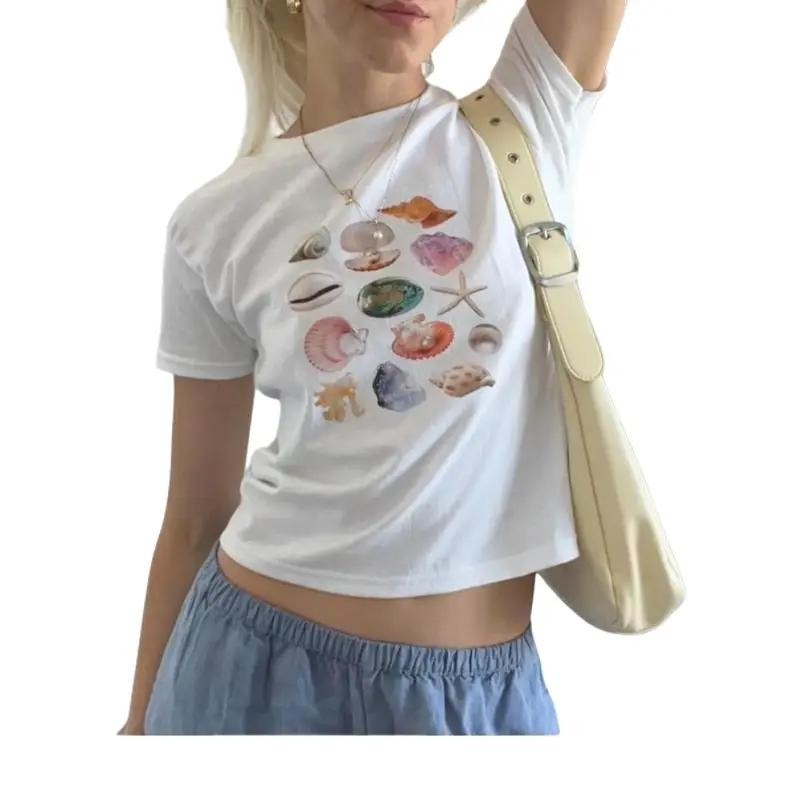 Sea Shell Baby Tee Vintage Collage Aesthetic Seashell Baby Tee Coastal Grandma Cute Women's T-Shirt Hoodie, Sweatshirt