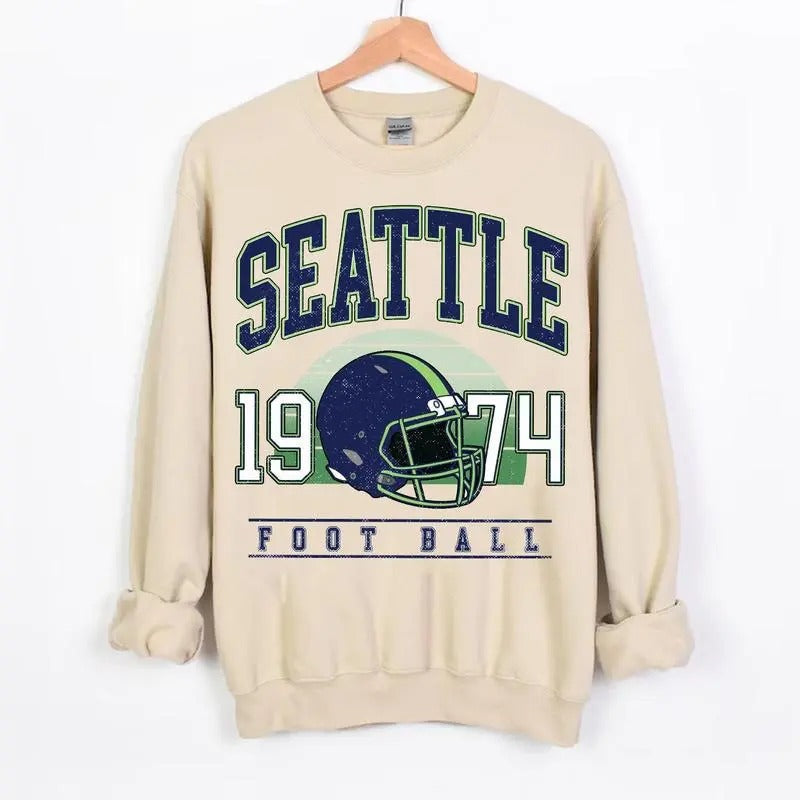 Seattlle Football Vintage Graphic T-shirt Seattlle Football Crewneck Crewneck Fan Gift Hoodie, Sweatshirt | ZylaModa.com