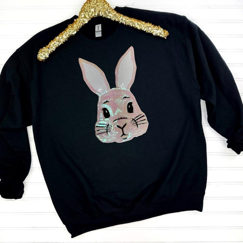 Sequin Bunny Face Gildan Sweatshirt T-Shirts, Hoodie | ZylaModa.com