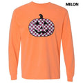Sequin Checkered Pink Pumpkin Patch Long Sleeve Comfort Colors T-Shirt Hoodie, Sweatshirt | ZylaModa.com