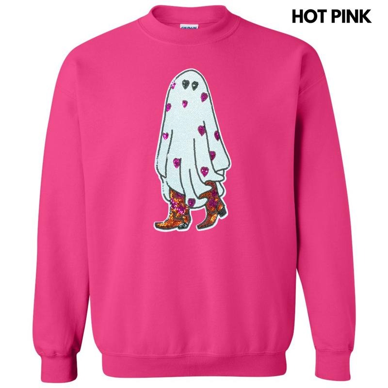Sequin Cowgirl Ghost Patch Sweatshirt T-Shirts, Hoodie | ZylaModa.com