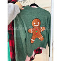 Sequin Gingerbread Patch Cardigan | Holiday Festive Cardigan T-Shirts, Hoodie, Sweatshirt | ZylaModa.com