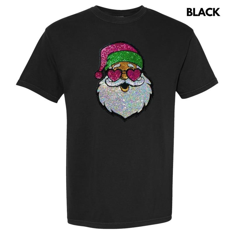 Sequin Santa Heart Eyes Patch Comfort Colors T-Shirt Hoodie, Sweatshirt | ZylaModa.com