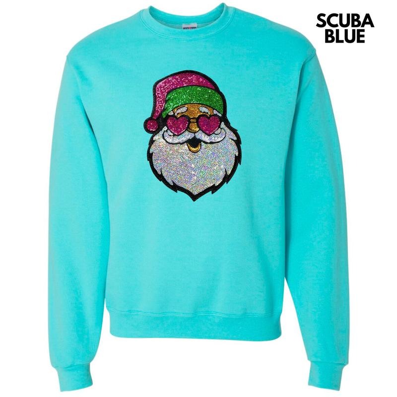 Sequin Santa Heart Eyes Patch Sweatshirt T-Shirts, Hoodie | ZylaModa.com