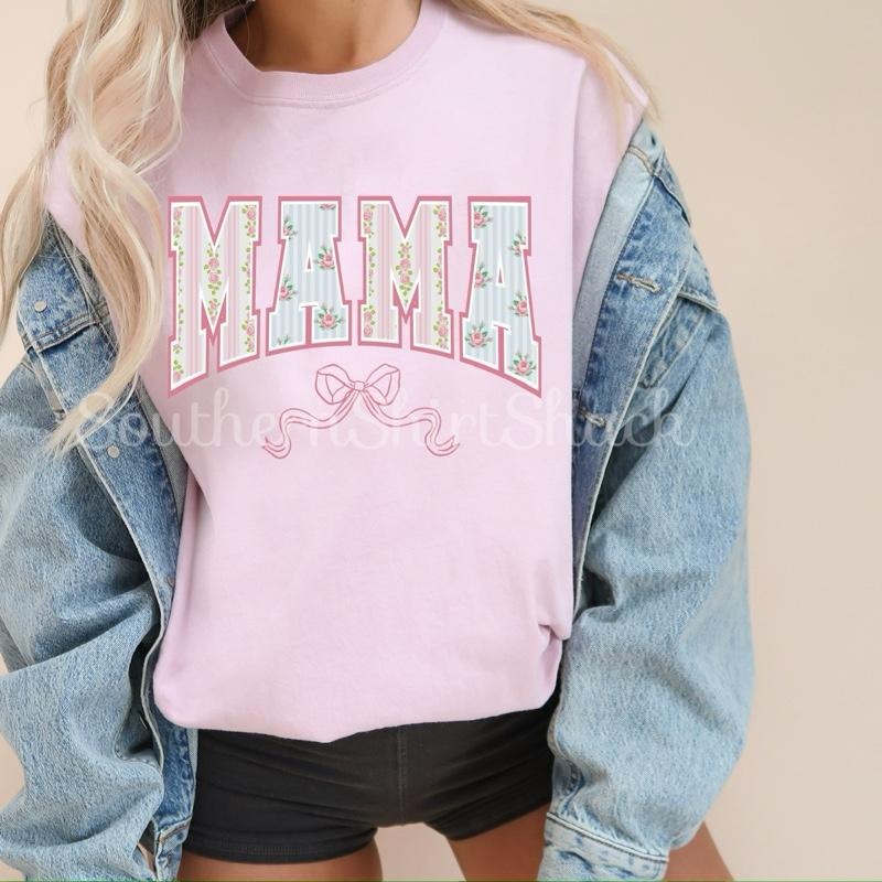 Shabby Chic Varsity Mama T shirt  | Blossom comfort colors T shirt top Hoodie, Sweatshirt | ZylaModa.com
