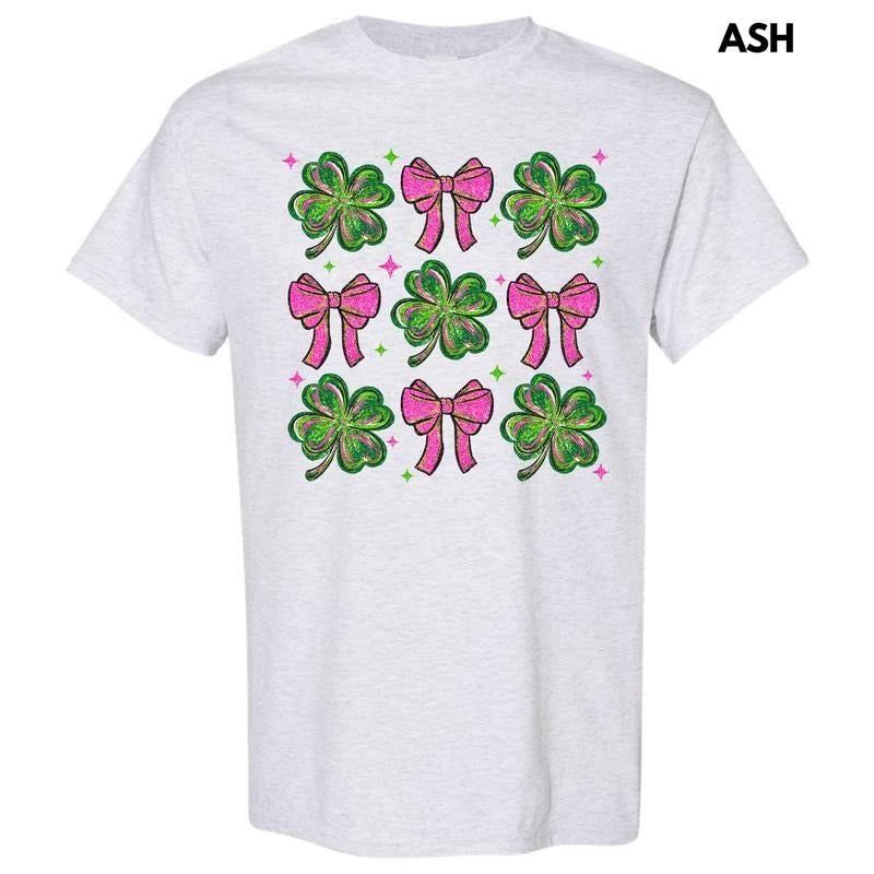 Shamrock Faux Glitter Collage Gildan Short Sleeve T-Shirt 'NLB Hoodie, Sweatshirt | ZylaModa.com