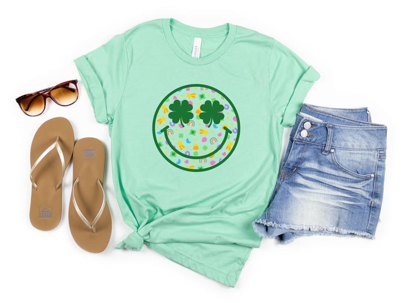Shamrock Happy Face TShirt Hoodie, Sweatshirt | ZylaModa.com