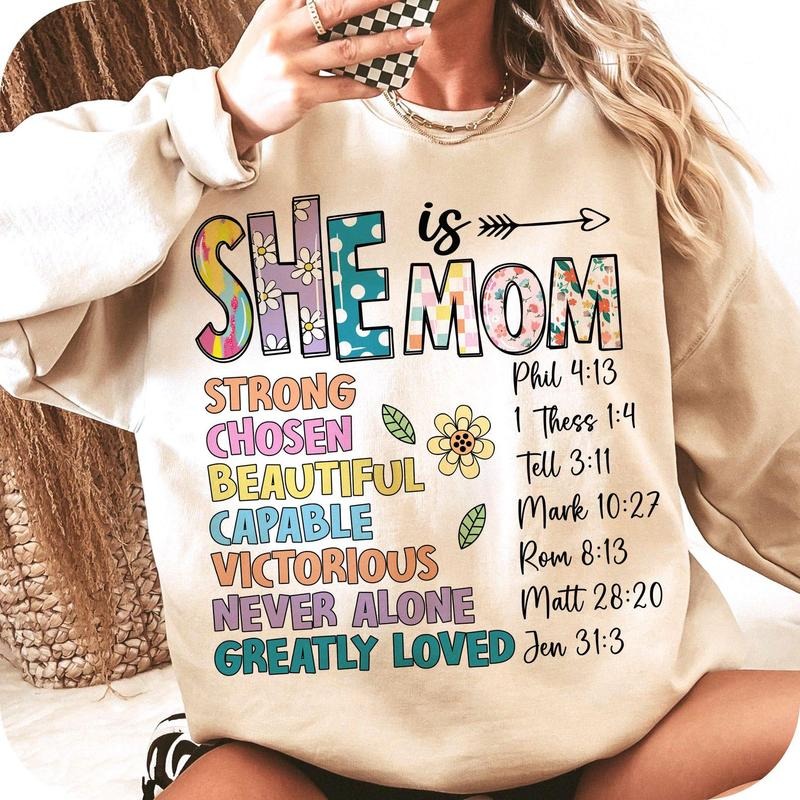 She is Mom Shirt, Flower Mom , Blessed Mom ,Mother's Day Tee,  Retro Mama Quotes Hoodie, Sweatshirt | ZylaModa.com